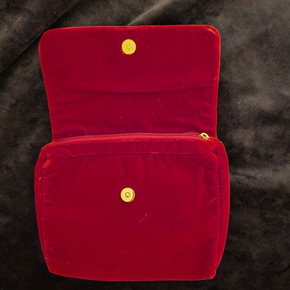 Vintage 1990's Paloma Picasso Wine Red Velour Cosmetics Bag - Picture 3 of 10